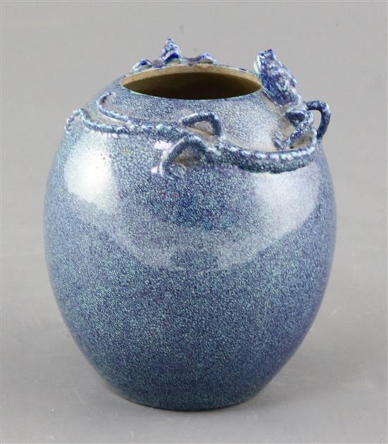 A Chinese robins egg glazed oviform vase, Republic period, height